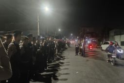 Brimob Polda Sumut gencarkan  patroli malam di Belawan cegah tawuran