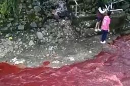 Air Sungai Silayar di Cirebon Berubah Merah, Warga Resah