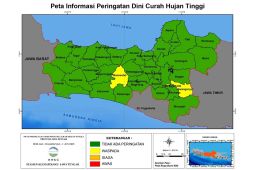 Hujan lebat dprakirakan masih berpotensi di sejumlah wilayah Jateng