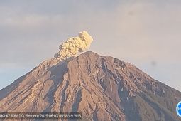 Gunung Semeru empat kali erupsi, tinggi letusan hingga 1 km