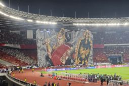 Koreografi berhias tifo pendekar wayang warnai laga Indonesia vs China