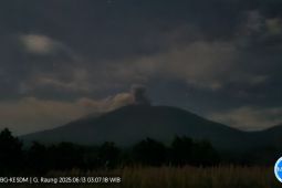 Gunung Raung dua kali erupsi dengan letusan hingga 900 meter