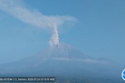 Semeru kembali erupsi dengan tinggi letusan 1 km pada Kamis pagi