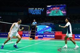 Fajar/Fikri selebrasi 'aura farming' rayakan kemenangan di final China Open 2025