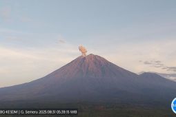 Semeru erupsi tiga kali dengan tinggi letusan hingga 900 meter