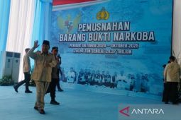 Prabowo hadiri pemusnahan 214 ton narkoba senilai Rp29 triliun
