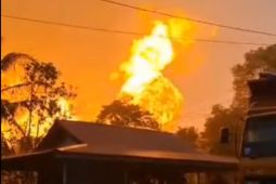 Pipa gas PT TGI di Inderagiri Hilir Riau meledak dan terbakar hebat pada Jumat sore