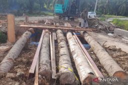 Pemkab Mukomuko gotong royong dengan berbagai pihak bangun jembatan darurat