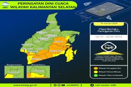 Empat Kabupaten di Kalsel berpotensi hujan badai pada Kamis malam