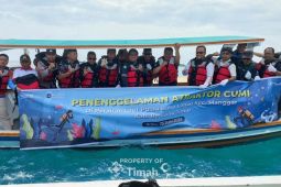 PT Timah tenggelamkan 35 atraktor cumi di Perairan Buku Limau Belitung Timur
