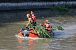 Gotong royong membersihkan Sungai Kalimas