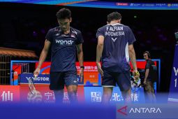 Fajar/Fikri tumbang di babak pertama Indonesia Open 2026