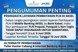 Bank Kalsel umumkan fitur pembayaran PLN pada AKSEL nonaktif sementara
