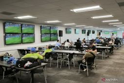 Pusat media Stadion Philadelphia mulai dipadati peliput laga Prancis kontra Paraguay