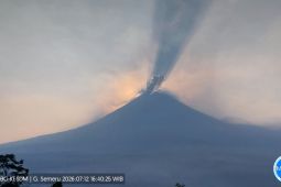 Semeru delapan kali erupsi, tinggi letusan capai 900 meter