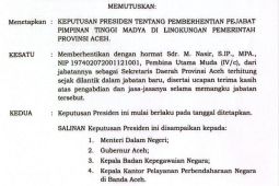 Presiden berhentikan M Nasir dari Sekda Aceh, siapa penggantinya?
