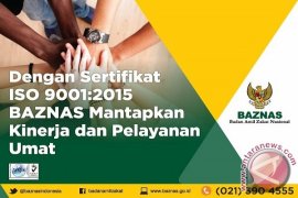 Baznas raih sertifikat ISO 9001:2015