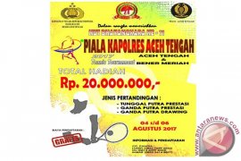 Tenis Piala Kapolres Aceh Tengan perebutkan Rp20 juta