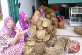 Risna olah lidi sawit jadi piring makan