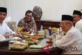 Jokowi mengaku bahas kegiatan capres-cawapres dengan KH Ma'ruf
