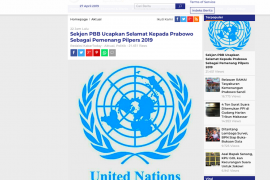 Antara bantah   beritakan sekjen PBB ucapkan selamat kepada salah satu capres