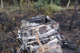 Mobil tabrak pipa Chevron di Minas, seorang penumpang tewas terbakar