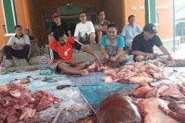 Komplek Villa Marina bagikan 500 plastik daging kurban