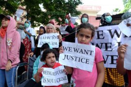 Unjuk rasa para imigran di Medan