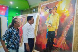 Presiden Jokowi Tokoh Bangsa dalam coretan kanvas pelukis Jupri Abdullah