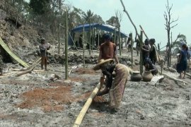 Warga suku Baduy dirikan hunian sementara secara swadaya
