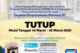 Perpustakaan Nasional  tutup sementara hingga 29 Maret 2020