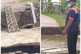 Curah hujan tinggi, dua jembatan di Selesai Langkat rubuh