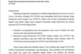 Surat terkait tenaga laboratorium ITD terpapar COVID-19 diakui Unair
