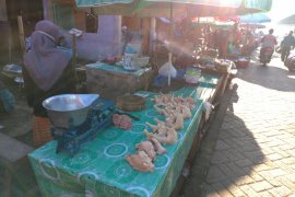 Harga ayam potong di pasar tradisional Kota Rantau masih tinggi