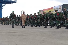 Bupati Merauke sambut kedatangan prajurit TNI Satgaspam perbatasan Indonesia-PNG