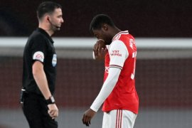 Mikel  Arteta berang karena Nketiah dikartumerahkan tapi Vardy tidak