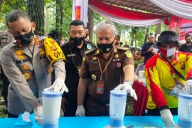 South Sumatran police destroy 576.36-gram crystal meth