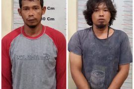 Satreskrim Polres Langkat tangkap dua pelaku pencuri dinamo waduk Sei Wampu