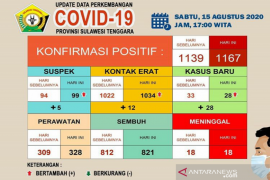 Pasien sembuh dari COVID-19 di Sultra capai 821 orang