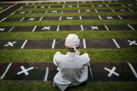 Persiapan protokol kesehatan di Pura Kerta Jaya Tangerang