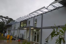 Gedung karantina Rumah Sakit Khusus Infeksi Pulau Galang rusak