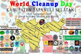 Ratusan relawan di Tapanuli Selatan berpartisipasi di "World Clean Up Day 2020"