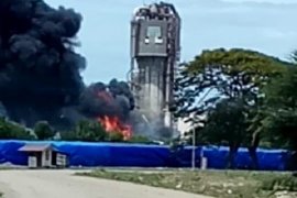 Bekas pabrik PT AAF di Lhokseumawe terbakar