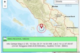 Gempa bumi magnitudo 4,2 guncang Aceh Singkil
