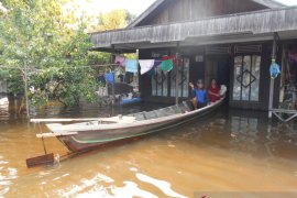 Kehidupan warga pinggiran Kota Banjarmasin memprihatinkan akibat banjir