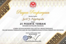 Ditengah pandemi, binaan Dekranasda Dairi raih penghargaan desain masker kategori fashion