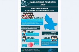Jumlah penduduk Tulungagung tumbuh 9,14 persen