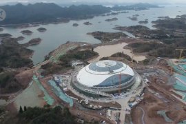 Pembangunan arena balap sepeda trek Asian Games ke-19 di China hampir rampung