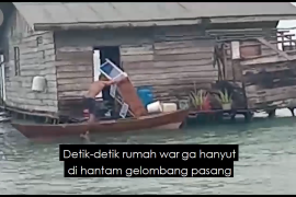 Rumah warga di Lingga hanyut terbawa gelombang pasang