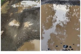 Jalan lingkar lima desa satu kelurahan di Bahorok rusak parah